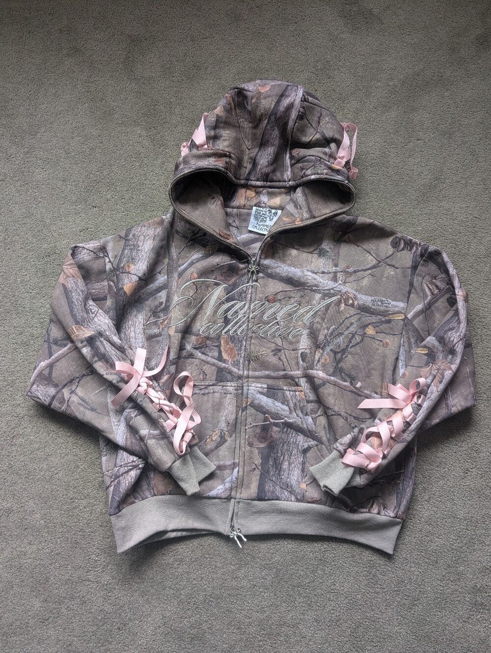 Named Collective Gray Forbidden Camo Full Zip Hoodie S/M